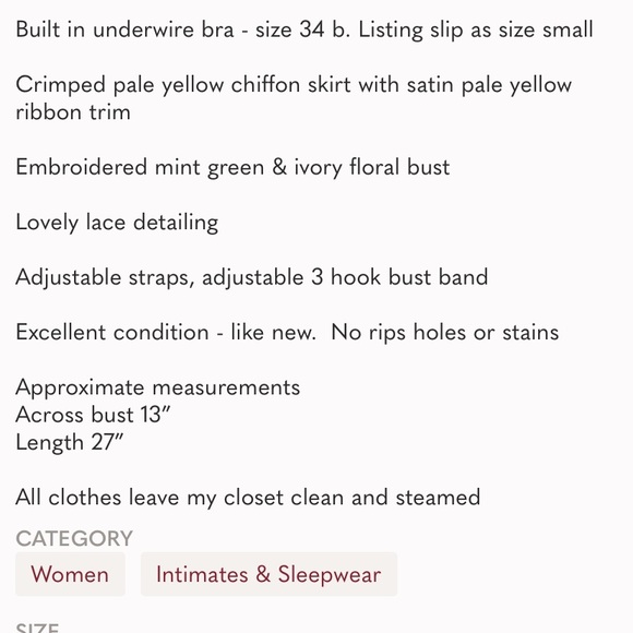 VS Cream & Mint Green Embroidered Slip - Picture 8 of 8